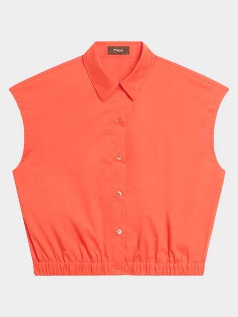Theory Button-Front Cap-Sleeve Shirt
