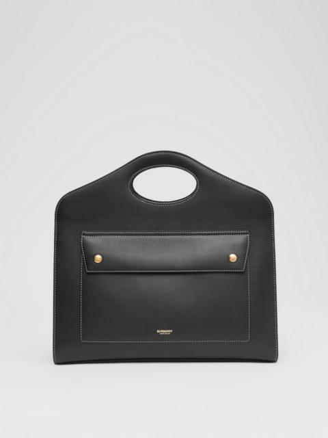 Burberry Medium Topstitched Leather Pocket Tote