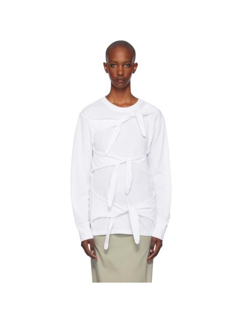Tシャツ・カットソー OPEN YY_TheOpen Product TRIPLE KNOT CREW NECK TOP (WHITE) OPEN YY White Triple Knot Crew Neck T-shirt | REVERSIBLE