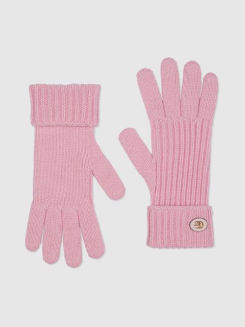 GUCCI Wool cashmere gloves with Double G