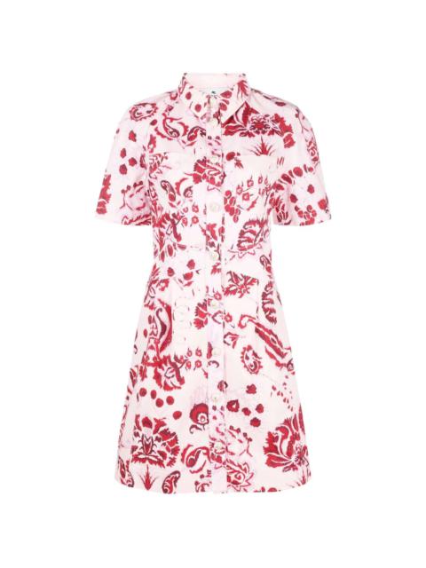 floral paisley-print cotton shirt dress