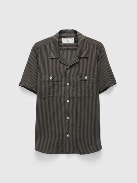 FREENOTE CLOTH Dayton Short Sleeve Workshirt in Black Stripe