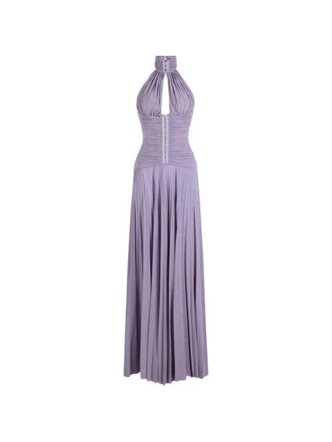 ELISABETTA FRANCHI halterneck pleated maxi dress