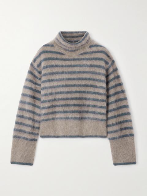 LISA YANG Floren Striped Brushed-cashmere Turtleneck Sweater