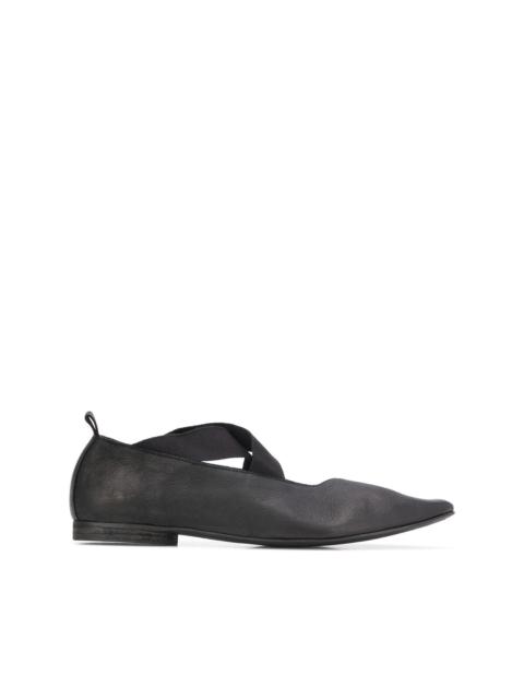 UMA WANG crisscross strap pointed toe ballerinas