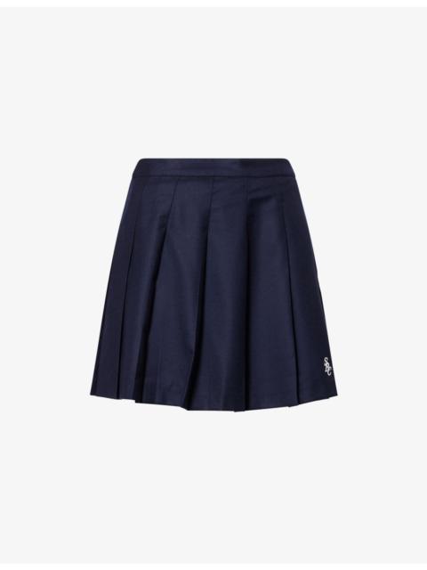 Sporty & Rich School Pleated Wool Mini Skirt