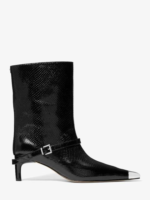 MICHAEL KORS Kasia Snake Embossed Leather Buckle Boot