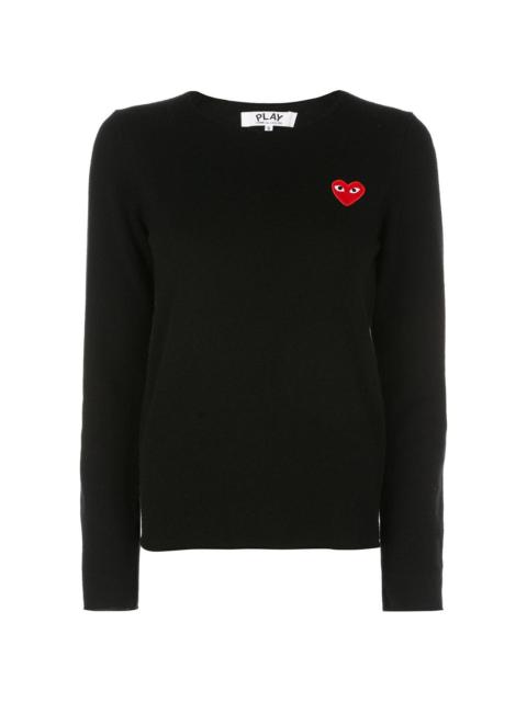 Comme des Garçons PLAY WOMENS CREWNECK PULLOVER RED HEART  - BLACK