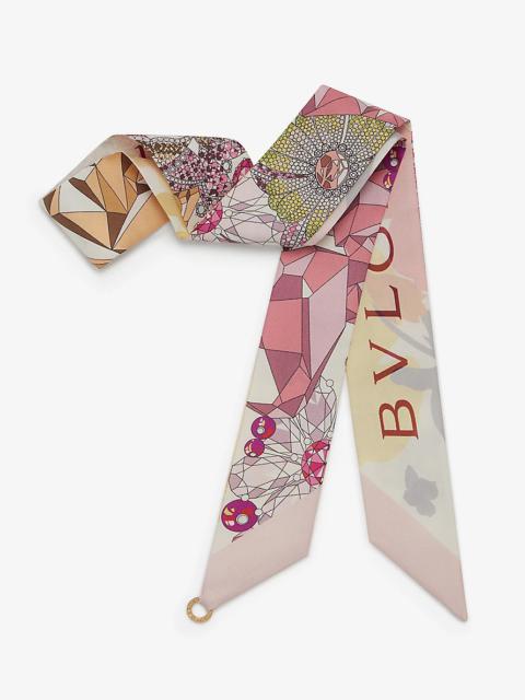 Gems Bouquet graphic-print silk-twill scarf