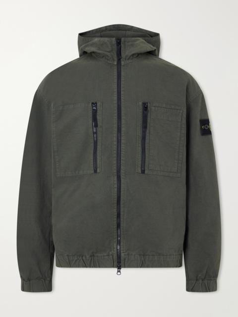 Stone Island Logo-Appliquéd Garment-Dyed Cotton Ripstop Hooded Jacket