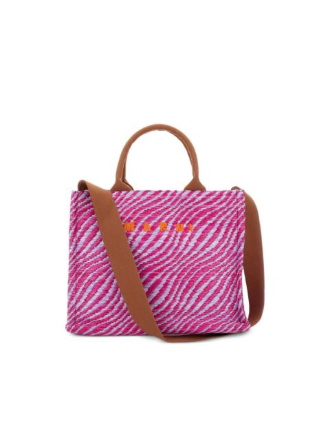 small top-handles wave-print tote bag