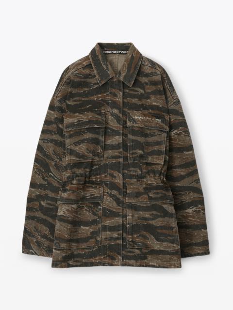 Alexander Wang camo cinched waist jacket in denim