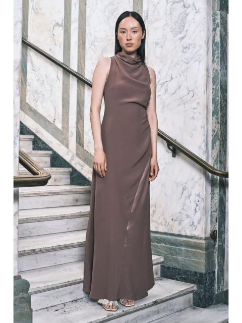 KAREN MILLEN Satin Viscose Drape Cowl Neck Maxi Dress