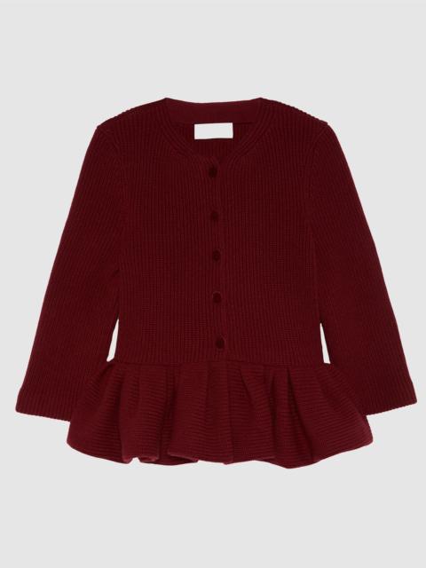 LIBEROWE BURGUNDY PEPLUM CASHMERE CARDIGAN