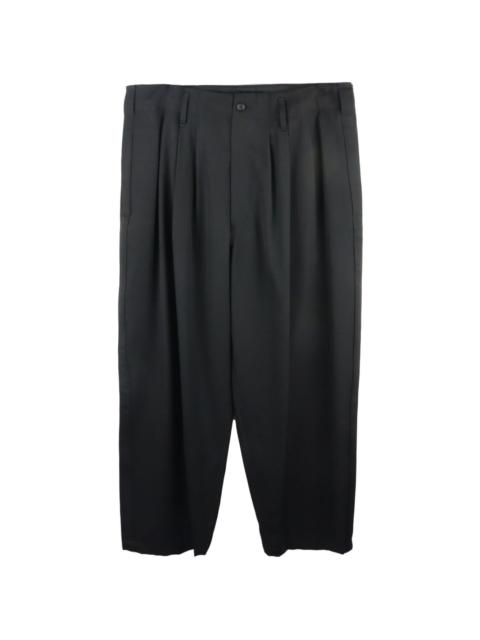 drop-crotch pleated wool trousers