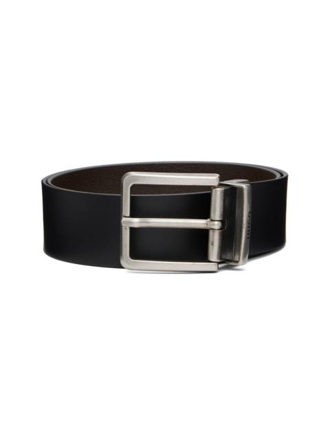 HUGO Black Buffed Leather Belt