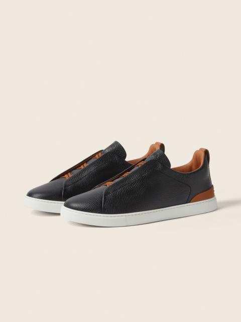 ZEGNA BLACK LEATHER TRIPLE STITCH™ SNEAKERS