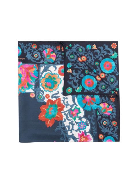 Uzbekistan floral-print silk scarf