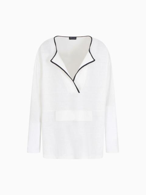 GIORGIO ARMANI LINEN AND SILK POLO SHIRT