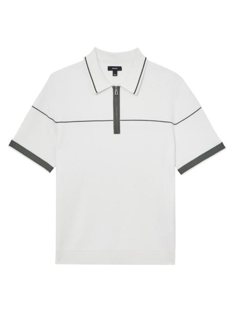 REISS Men's Bradford Half-Zip Polo Shirt - White Green