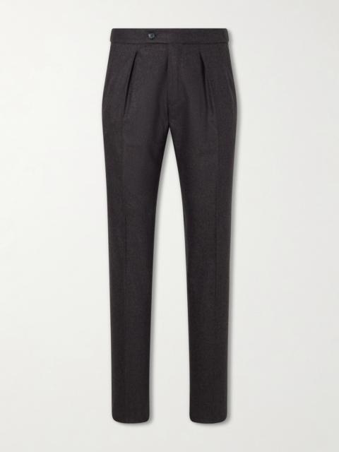 SLOWEAR Tapered Pleated Wool and Cashmere-Blend Suit Trousers