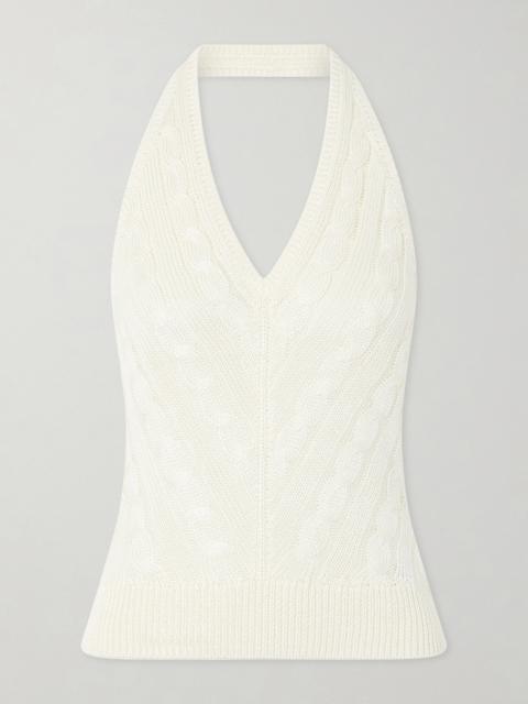 Ralph Lauren Cable-knit Silk Halterneck Top