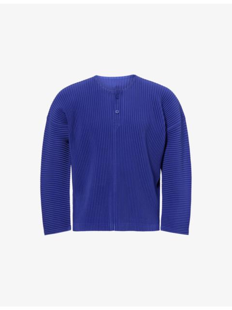 ISSEY MIYAKE Pleated Henley-Neck Woven Top