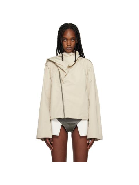 Rick Owens Beige Temple Cropped Scarf Flight Jacket