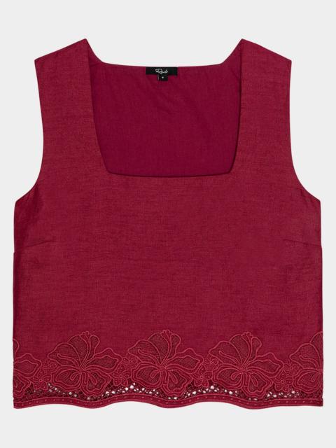 Rails Akira Embroidered Linen Crop Top