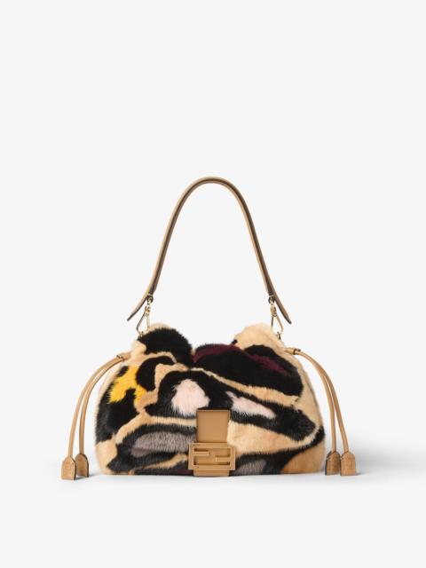 FENDI Mamma Baguette Medium Multicolor Night Butterfly inlay mink bag
