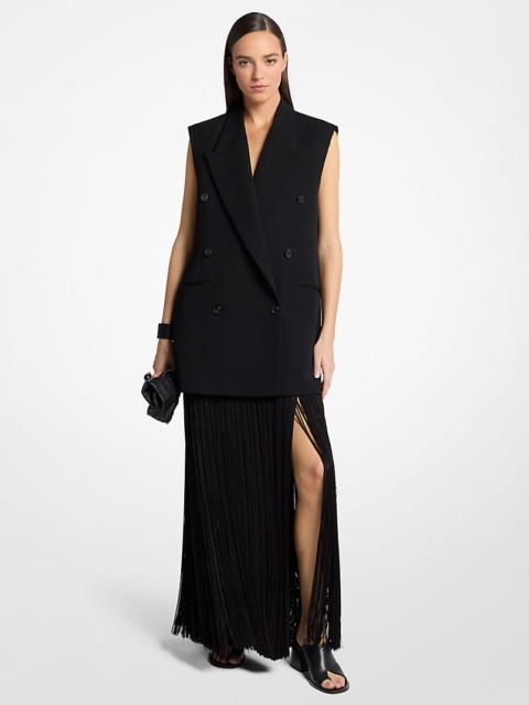 MICHAEL KORS COLLECTION Frayed Wool Gabardine Sleeveless Blazer