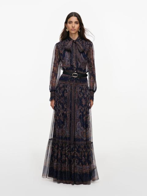 self-portrait Navy Printed Georgette Maxi Dress