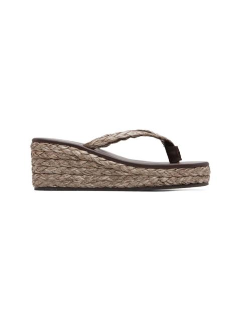 ANCIENT GREEK SANDALS Brown Etheria Low Wedge Heeled Sandals