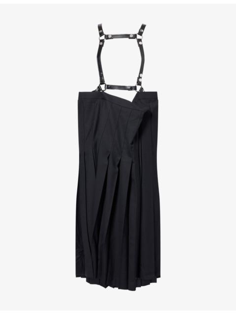 Junya Watanabe Harness Pleated Wool-Blend Midi Skirt