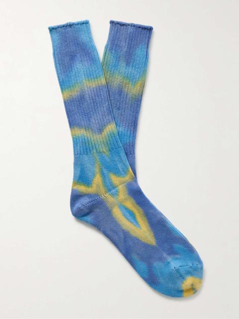 ANONYMOUSISM Tie-Dyed Ribbed Cotton-Blend Socks