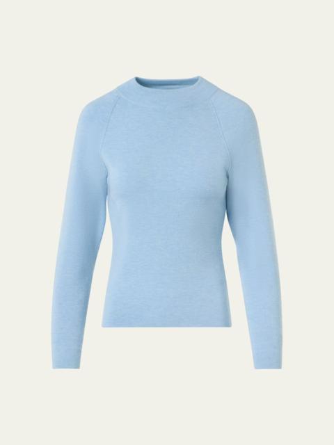 AKRIS Mock-Neck Cashmere-Silk Raglan-Sleeve Sweater