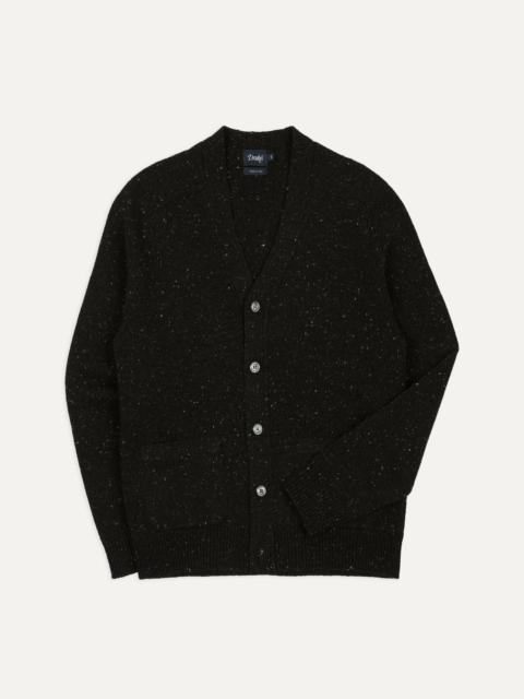 Drake's Dark Grey Donegal 6 Button Cardigan