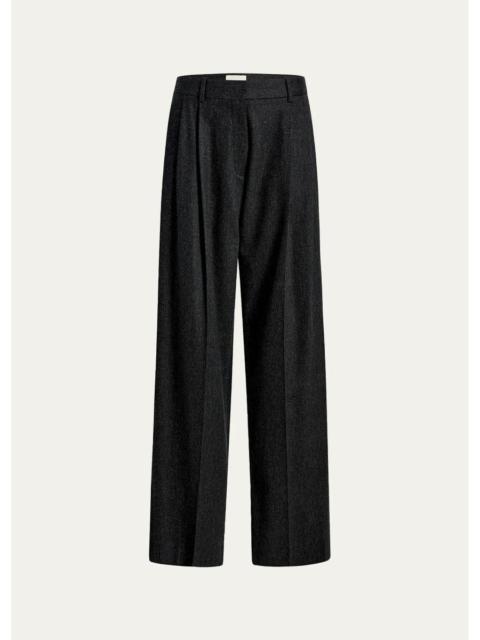 KHAITE August Pleated Wool Pants