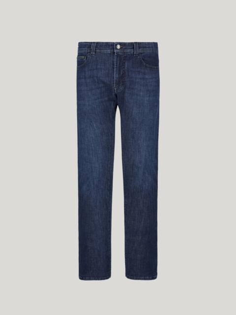 Canali BLUE SOFT-TOUCH FIVE-POCKET DENIM PANTS WITH COLOURED SELVEDGE