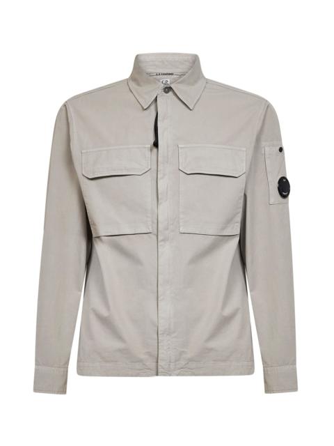C.P. Company Dove grey organic cotton gabardine Lens overshirt