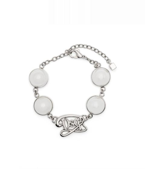 logo-lettering pearl-detail bracelet