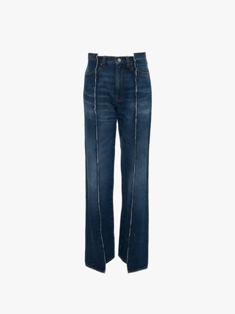 Victoria Beckham Deconstructed Slim Jean In Dark Vintage Wash
