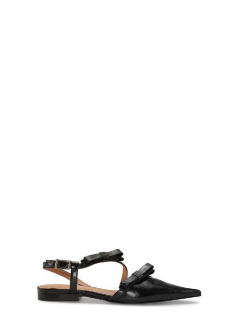 GANNI BLACK MULTI BOW POINTY CUT-OUT BALLERINAS