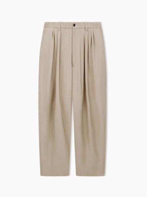 GIORGIO ARMANI FADED VISCOSE TWILL TROUSERS WITH PLEATS