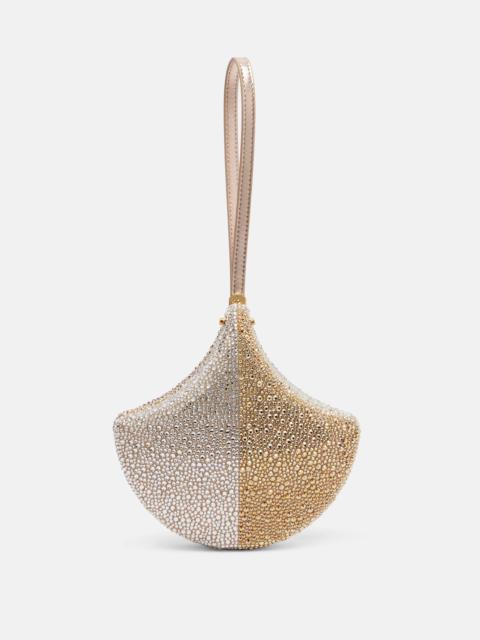 BVLGARI Ginkgo crystal-embellished suede clutch