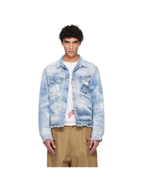 DSQUARED2 Blue Light Ripped Wash '70s Denim Jacket