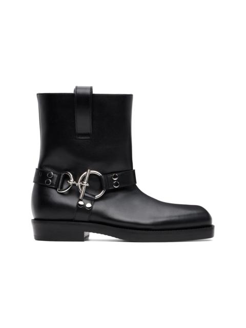 Balmain Black T-Bar Calfskin Ankle Boots
