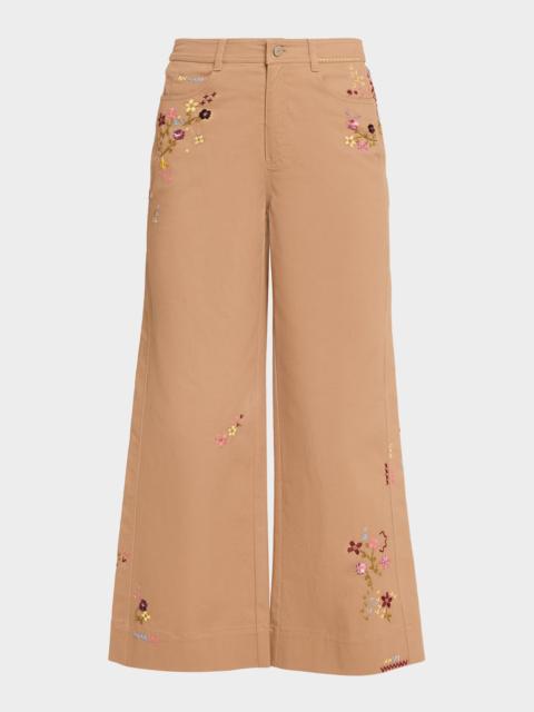 Cinq à Sept Flared Wildflower Embroidered Pants