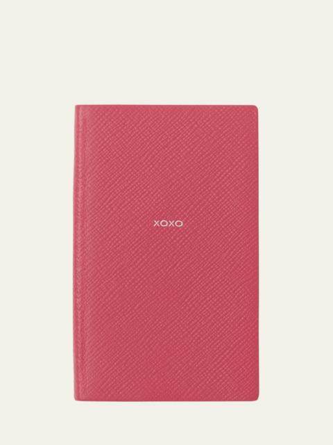 Smythson "XOXO" Panama Leather Pocket Notebook, Raspberry