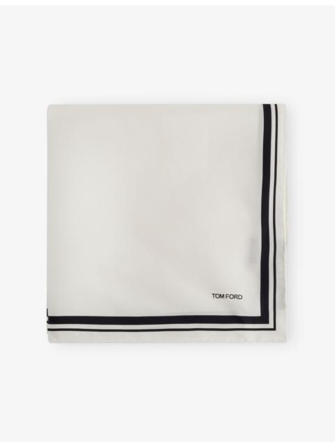 TOM FORD Frame Logo Silk Pocket Square